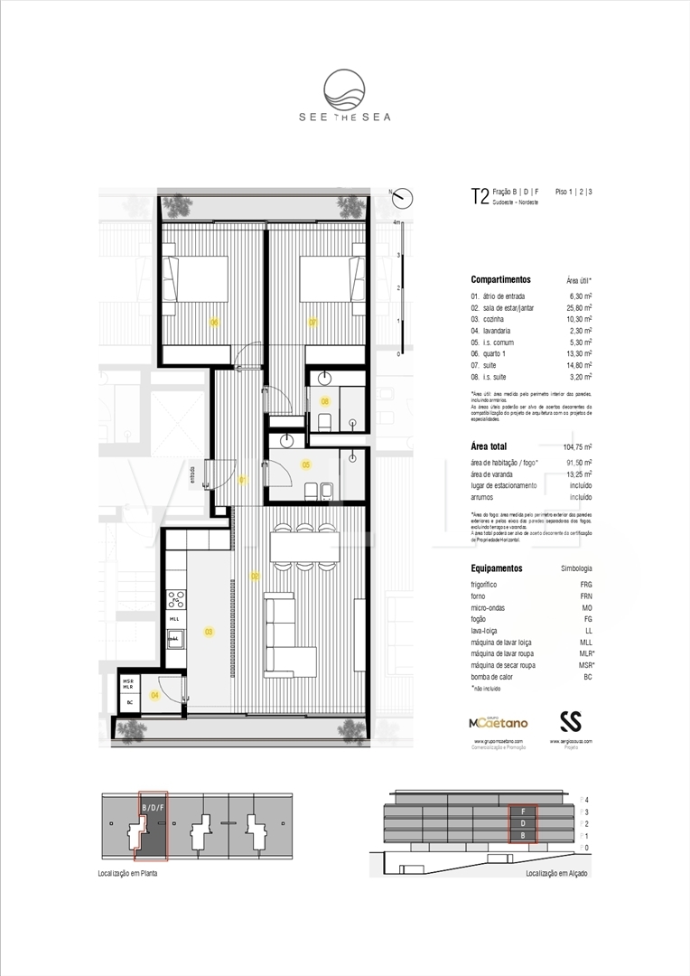 Apartamento T2  em Empreendimento Premium, Primeira linha Mar